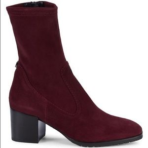 Aquatalia Sz 8 Cecilia Wine Stretch Suede Booties